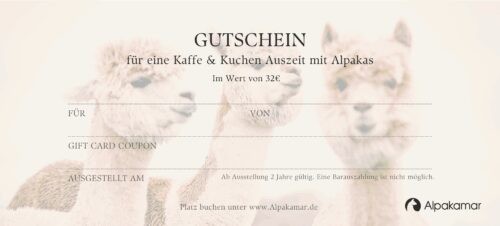 Alpakamar Gutschein für Kaffe und Kuchen